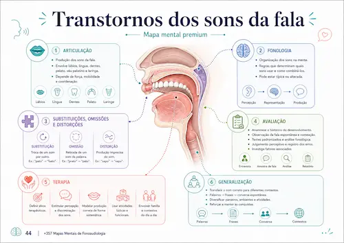 Mapa mental de transtornos dos sons da fala